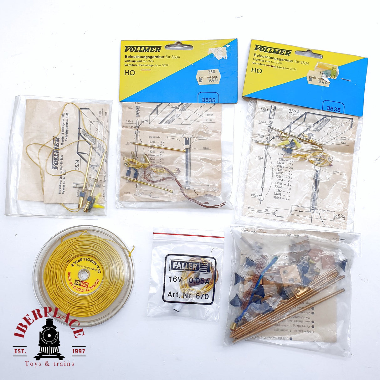 ♻️ 2da mano -  Vollmer Faller Postes de luz, bombillas, cable Brawa H0 escala 1:87