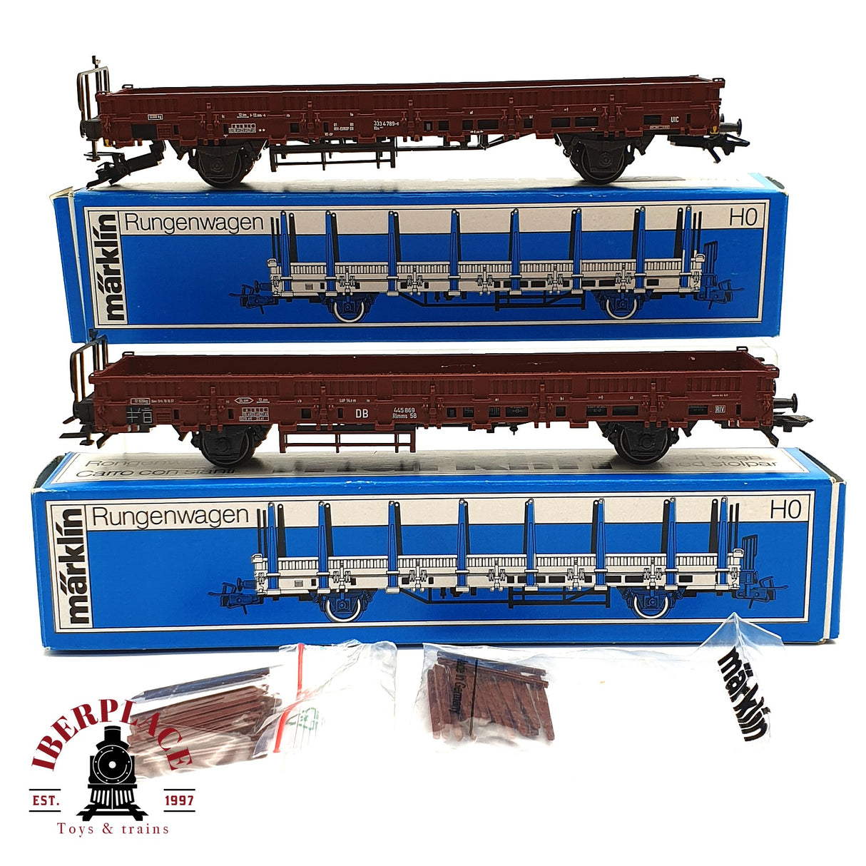 ♻️ 2da mano - Märklin 2x 4694 vagones telero DB H0 escala 1:87 EH010