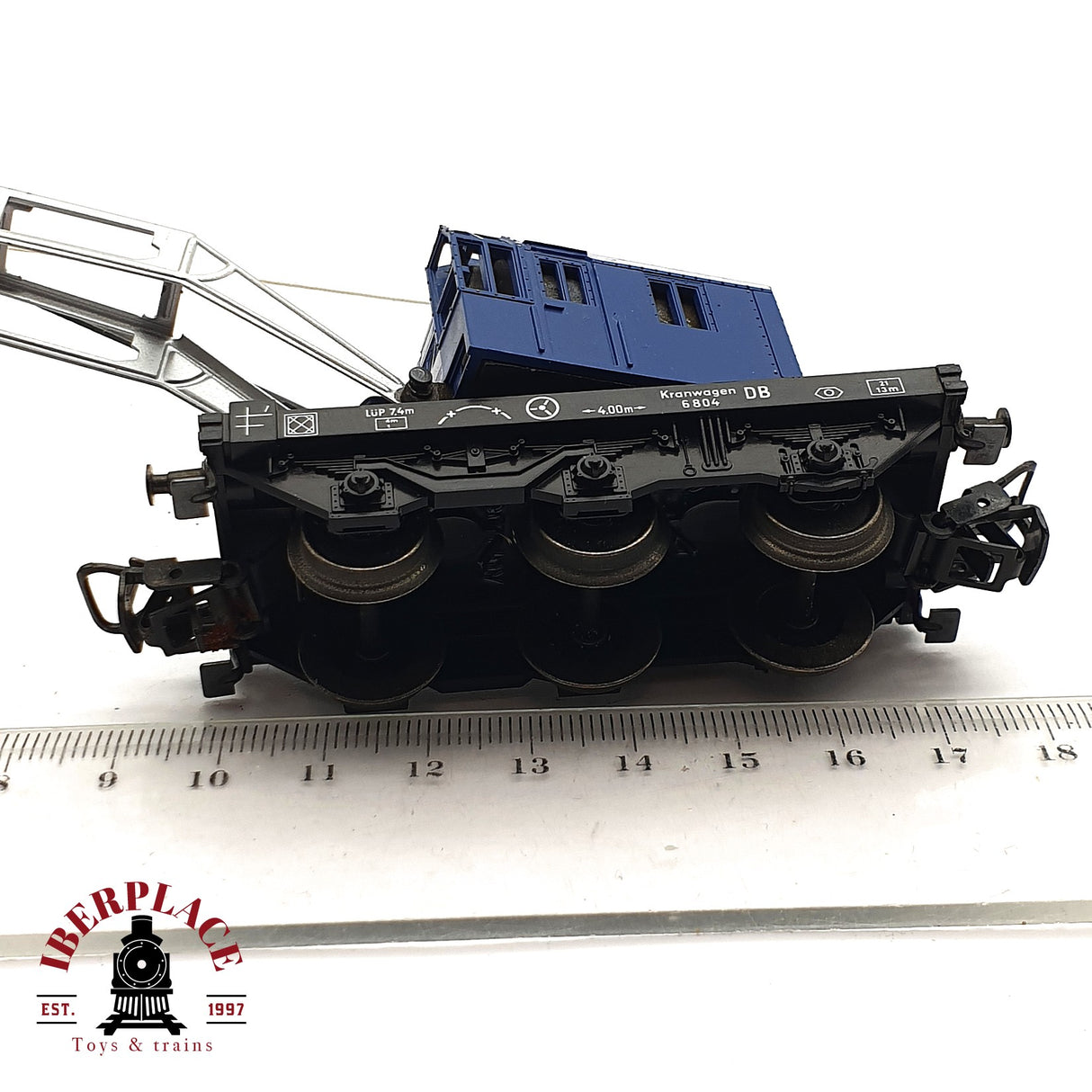 ♻️ 2da mano - Märklin 2x vagón grúa 6804 y vagón de borde bajo H0 escala 1:87 EH010