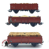 ♻️ 2da mano - Märklin 3x vagones abiertos con troncos de carga DB SNCF H0 escala 1:87 EH010