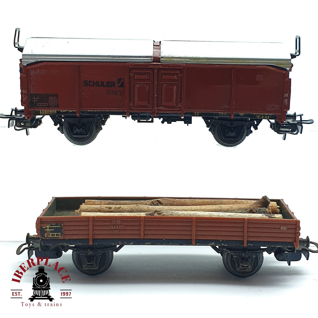 ♻️ 2da mano - Märklin 2x vagones mercancias DB H0 escala 1:87 EH010
