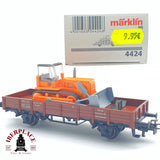 ♻️ 2 mano - Märklin 4424 vagón plataforma con pala cargadora DB H0 escala 1:87 TEN03