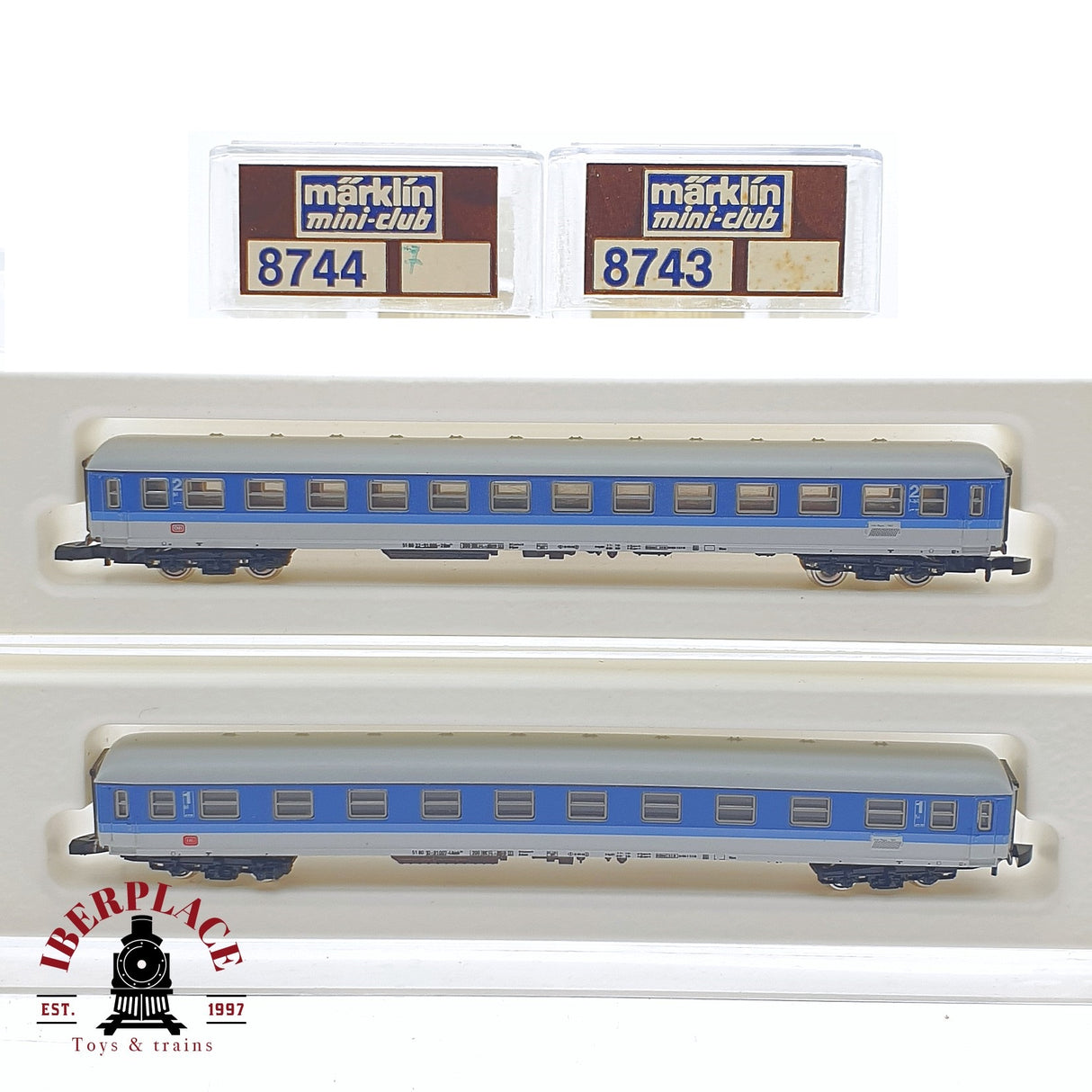 ♻️ 2 mano -  Märklin 2x 8744 8743 coches pasajero DB clase 1-2 Z escala 1:220 TEN03