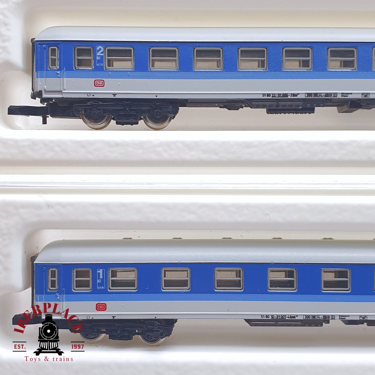 ♻️ 2 mano -  Märklin 2x 8744 8743 coches pasajero DB clase 1-2 Z escala 1:220 TEN03