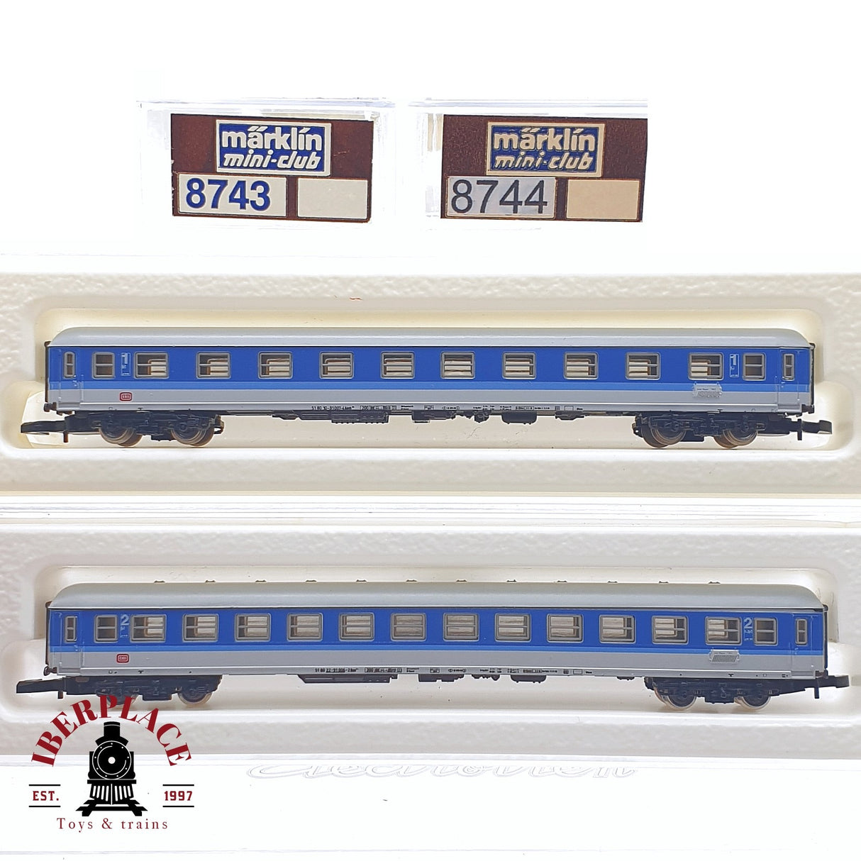 ♻️ 2 mano -  Märklin 2x 8743 8744 coches pasajero DB clase 1-2 Z escala 1:220 TEN03