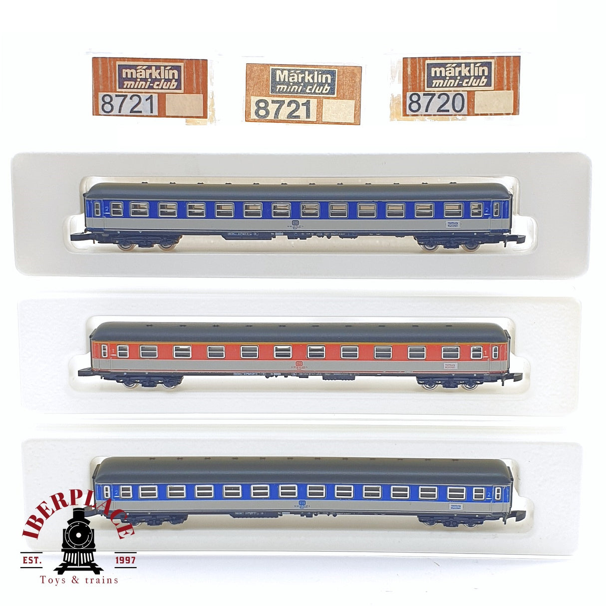 ♻️ 2 mano -  Märklin 3x 8720 8721 coches pasajero DB clase 1-2 Z escala 1:220 TEN03