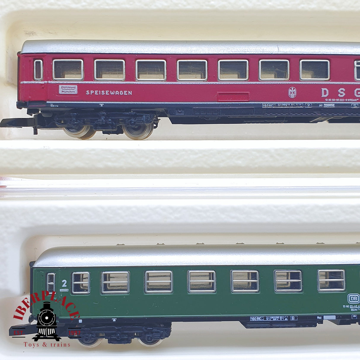 ♻️ 2 mano -  Märklin 4x 8710 8711 8713 coches pasajero DSG DB restaurante Z escala 1:220 TEN03
