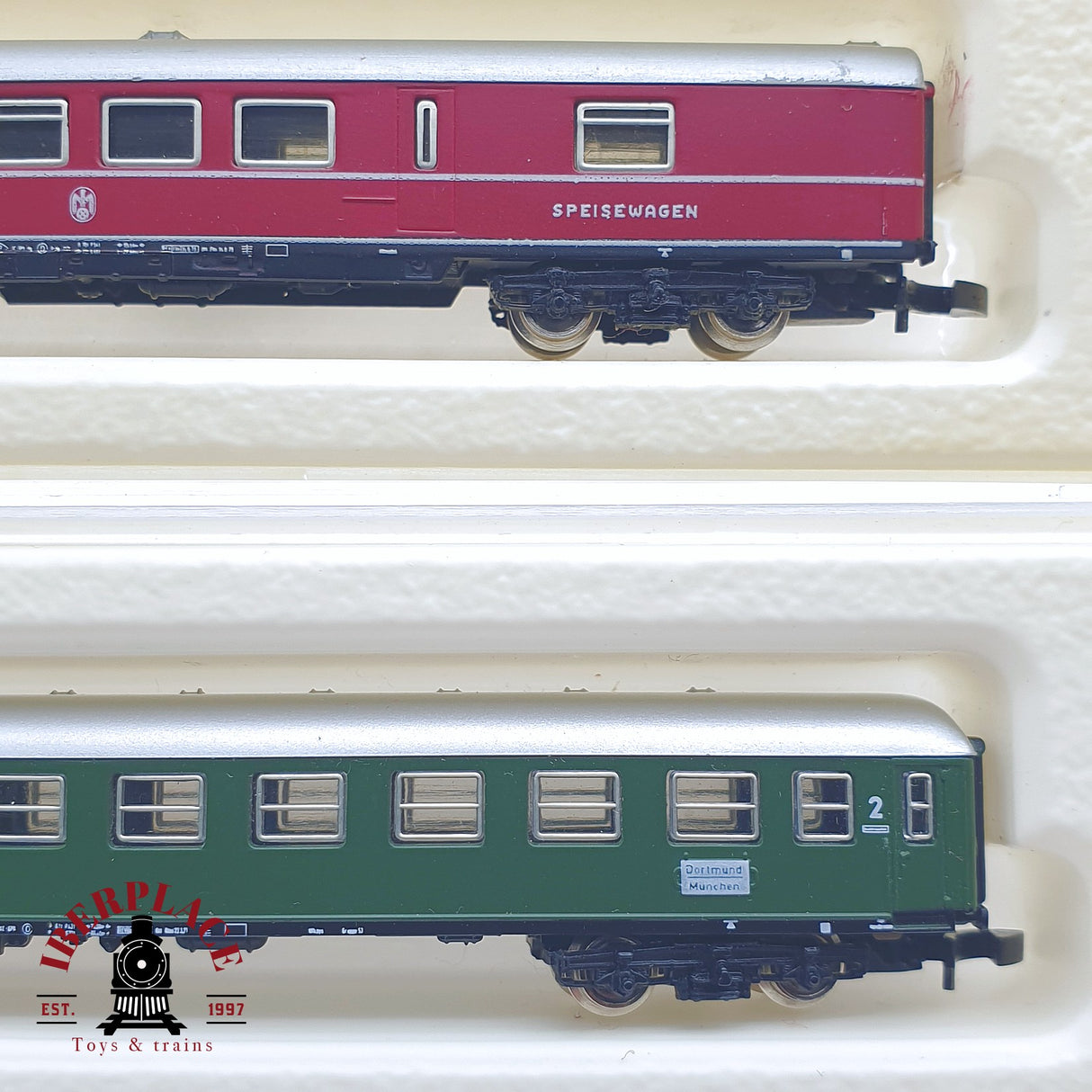♻️ 2 mano -  Märklin 4x 8710 8711 8713 coches pasajero DSG DB restaurante Z escala 1:220 TEN03
