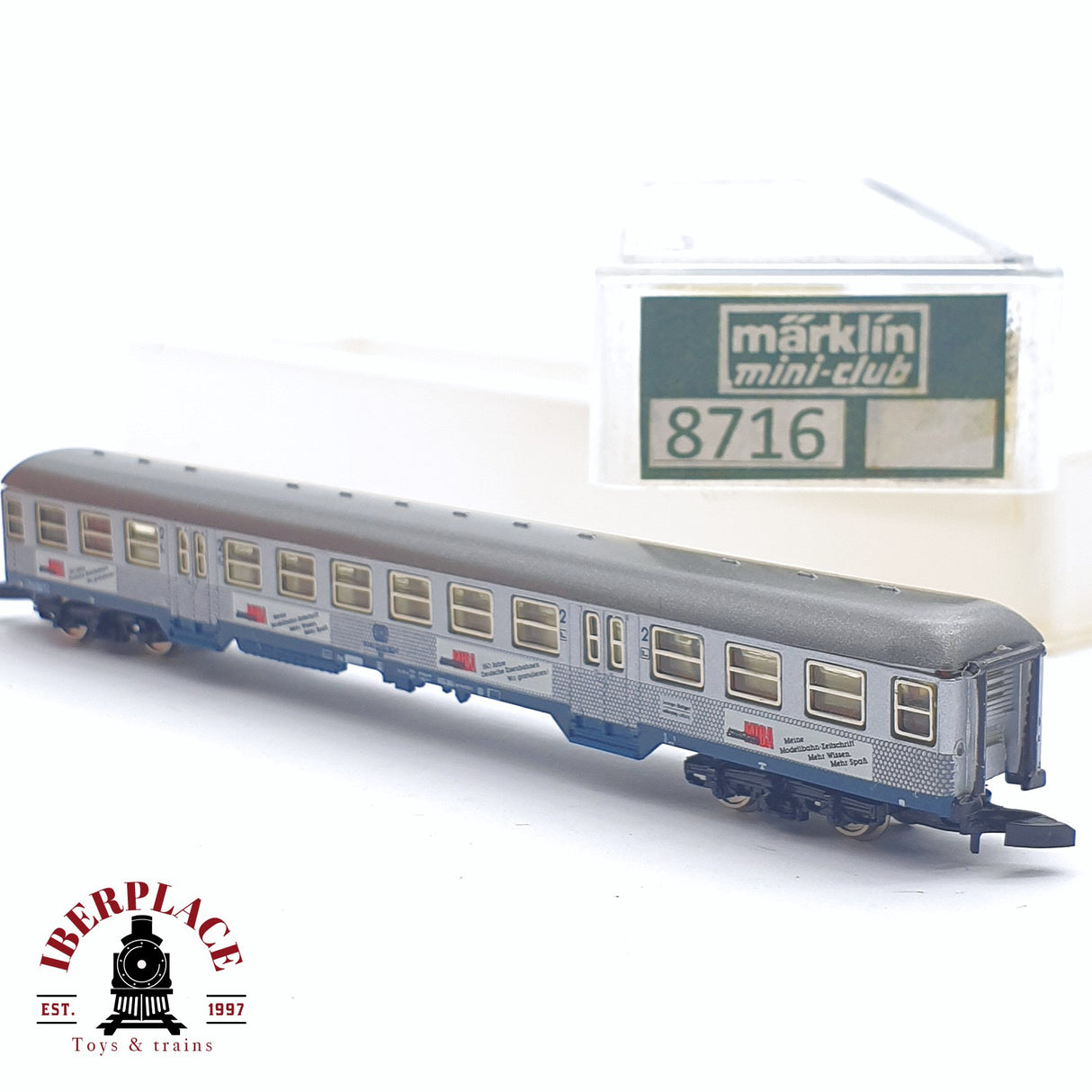 ♻️ 2 mano -  Märklin 8716 vagón pasajeros DB MIBA silver Z escala 1:220 TEN03