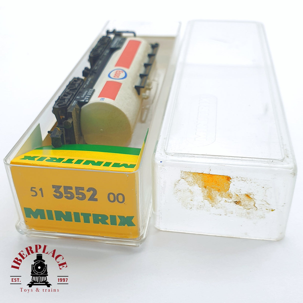 ♻️ 2 mano - Minitrix 51 3552 00 vagón cisterna Esso DB N escala 1:160 TEN03