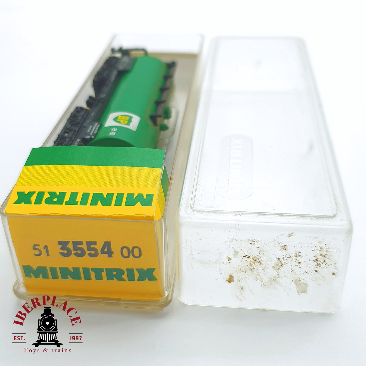 ♻️ 2 mano - Minitrix 51 3554 00 vagón cisterna BP DB N escala 1:160 TEN03