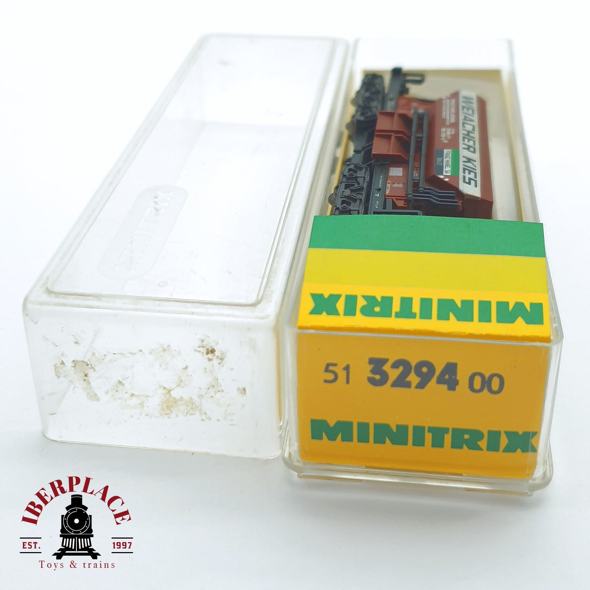 ♻️ 2 mano - Minitrix 51 3294 00 vagón tolva Weiacher Kies SBB N escala 1:160 TEN03