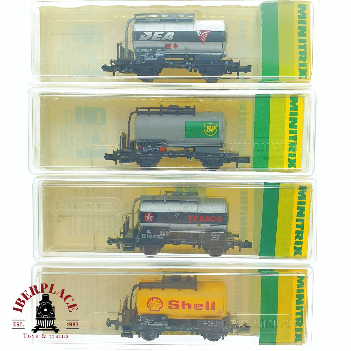 ♻️ 2 mano - Minitrix 4x vagones cisterna de gasoil DB N escala 1:160 TEN03