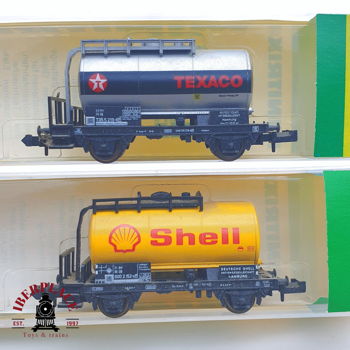 ♻️ 2 mano - Minitrix 4x vagones cisterna de gasoil DB N escala 1:160 TEN03