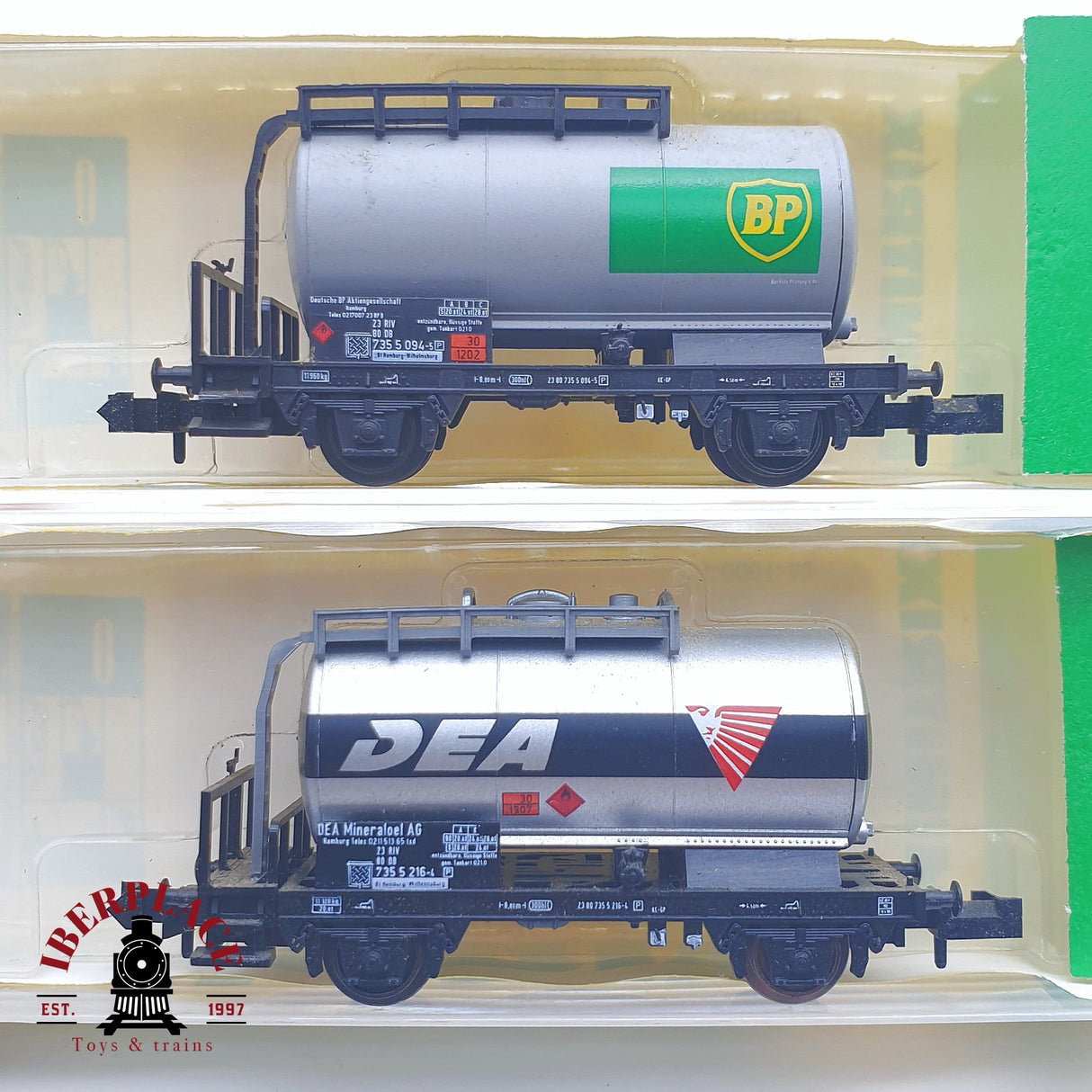 ♻️ 2 mano - Minitrix 4x vagones cisterna de gasoil DB N escala 1:160 TEN03