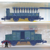 ♻️ 2 mano - Minitrix 4x vagones mercancía K,Bay.Sts.B N escala 1:160 TEN03