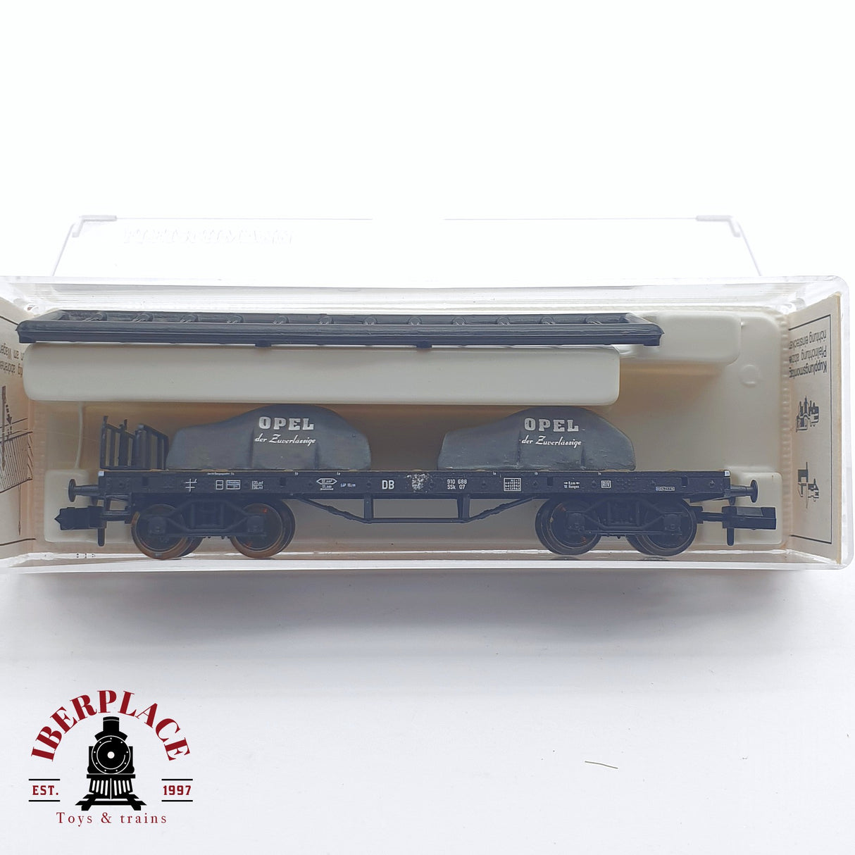 ♻️ 2 mano - limited edition - Fleischmann 80 8286K vagón plataforma con coches DB N escala 1:160 TEN03