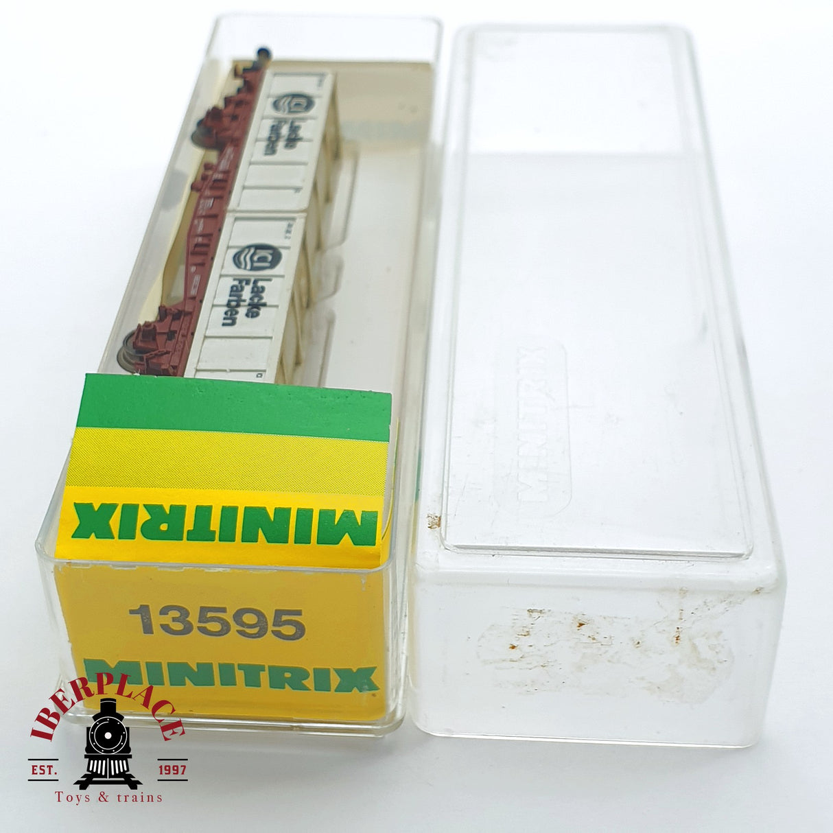 ♻️ 2 mano - Minitrix 13595 vagón mercancia Lacke Farben DB N escala 1:160 TEN03