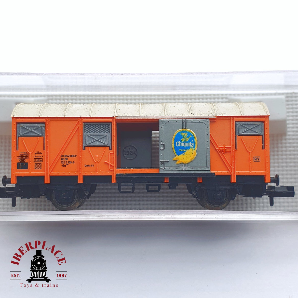 ♻️ 2 mano - Fleischmann 8331 vagón Chiquita Europ DB N escala 1:160 TEN03