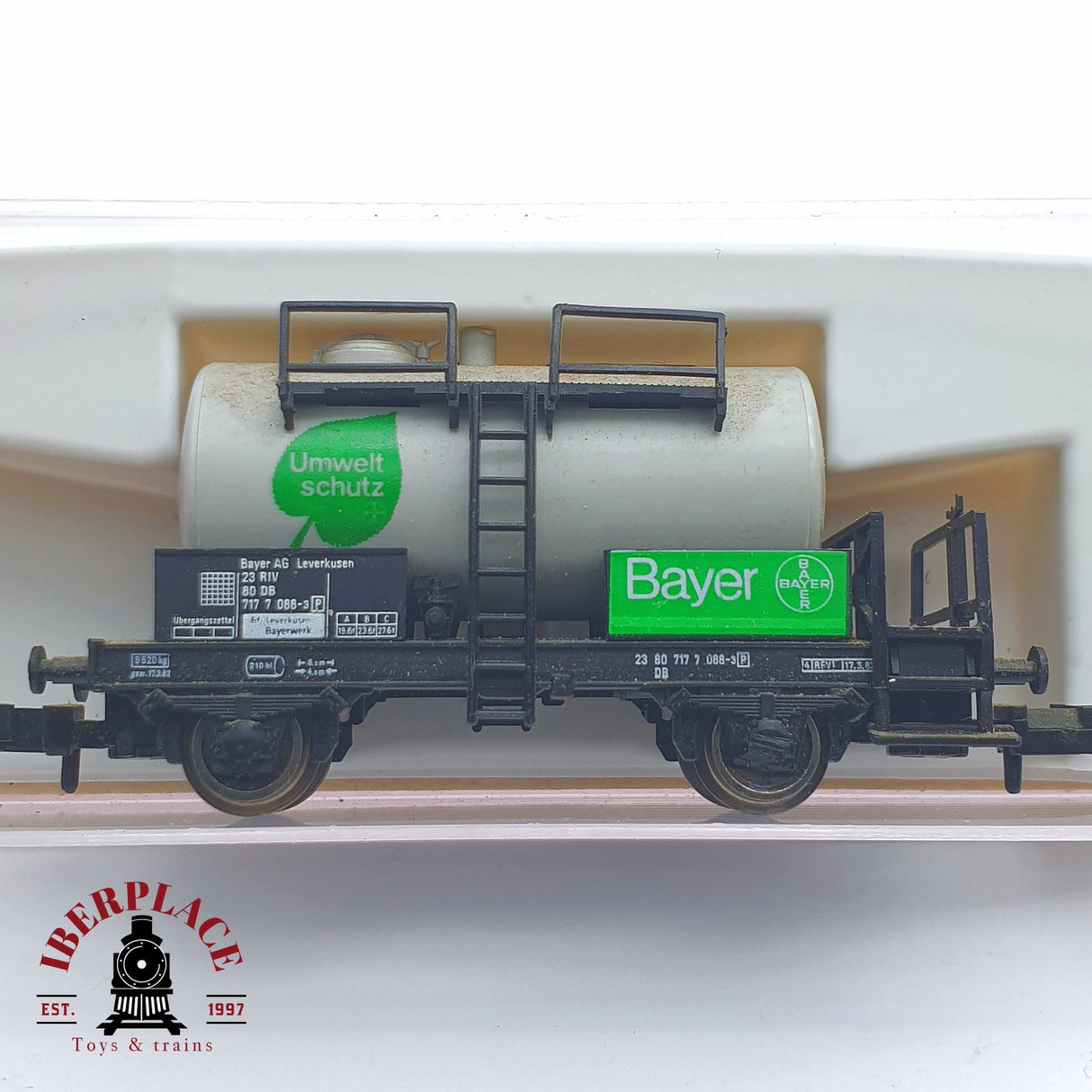 ♻️ 2 mano - Fleischmann 8409 vagón cisterna Bayer DB N escala 1:160 TEN03