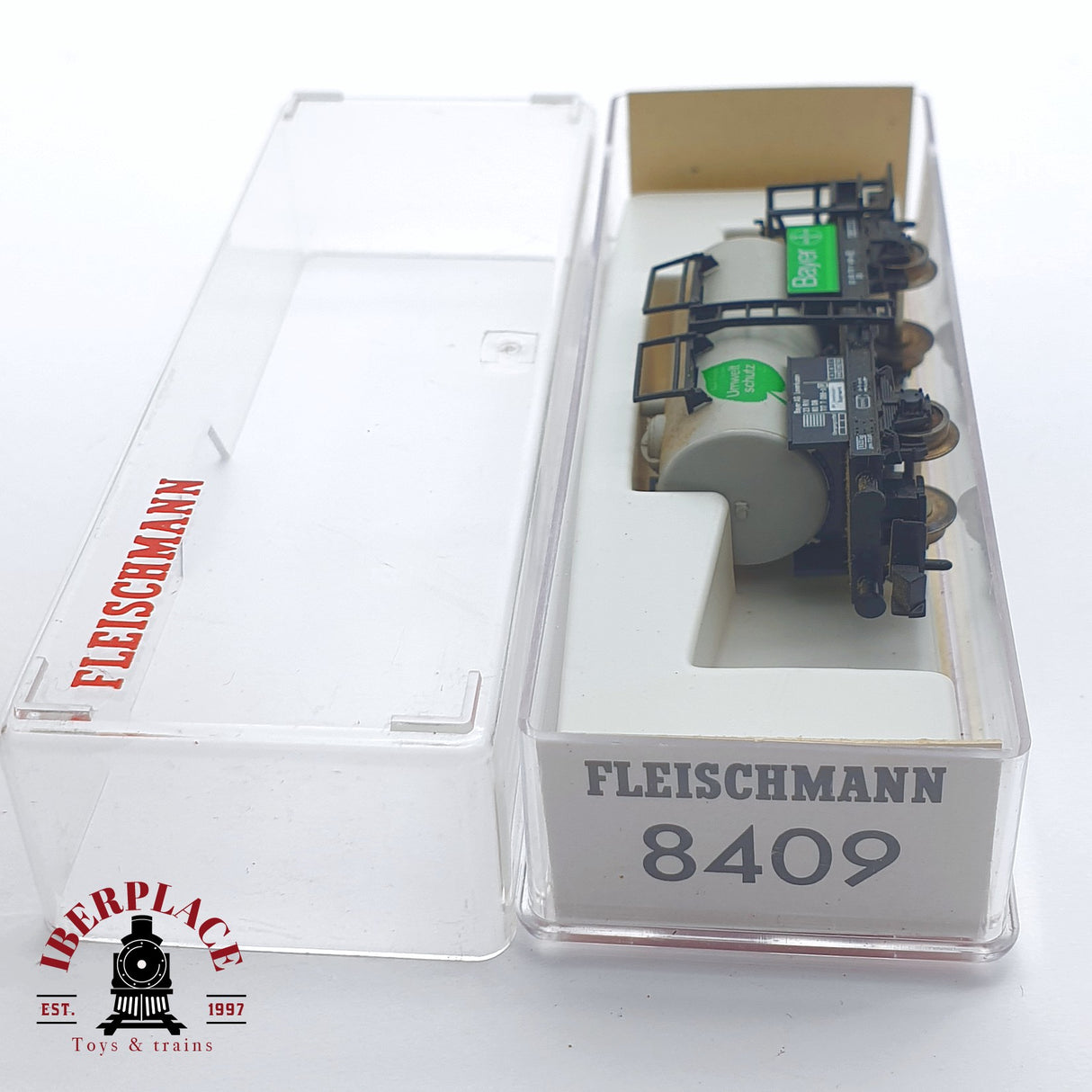 ♻️ 2 mano - Fleischmann 8409 vagón cisterna Bayer DB N escala 1:160 TEN03