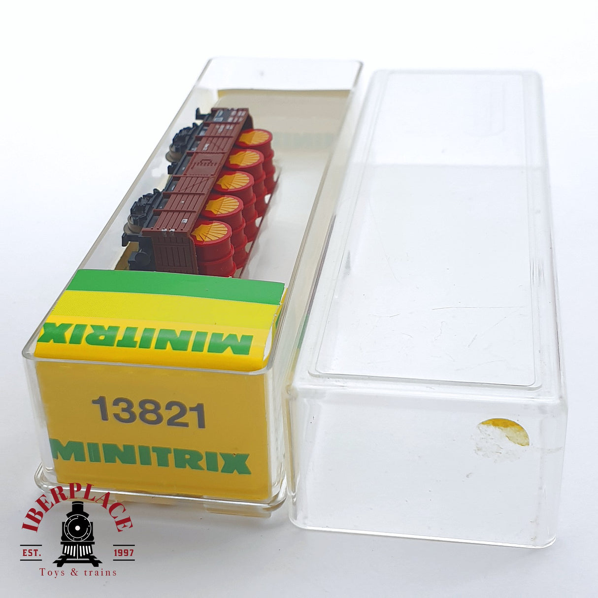 ♻️ 2 mano - Minitrix 13821 vagón con bidones shell DB N escala 1:160 TEN03