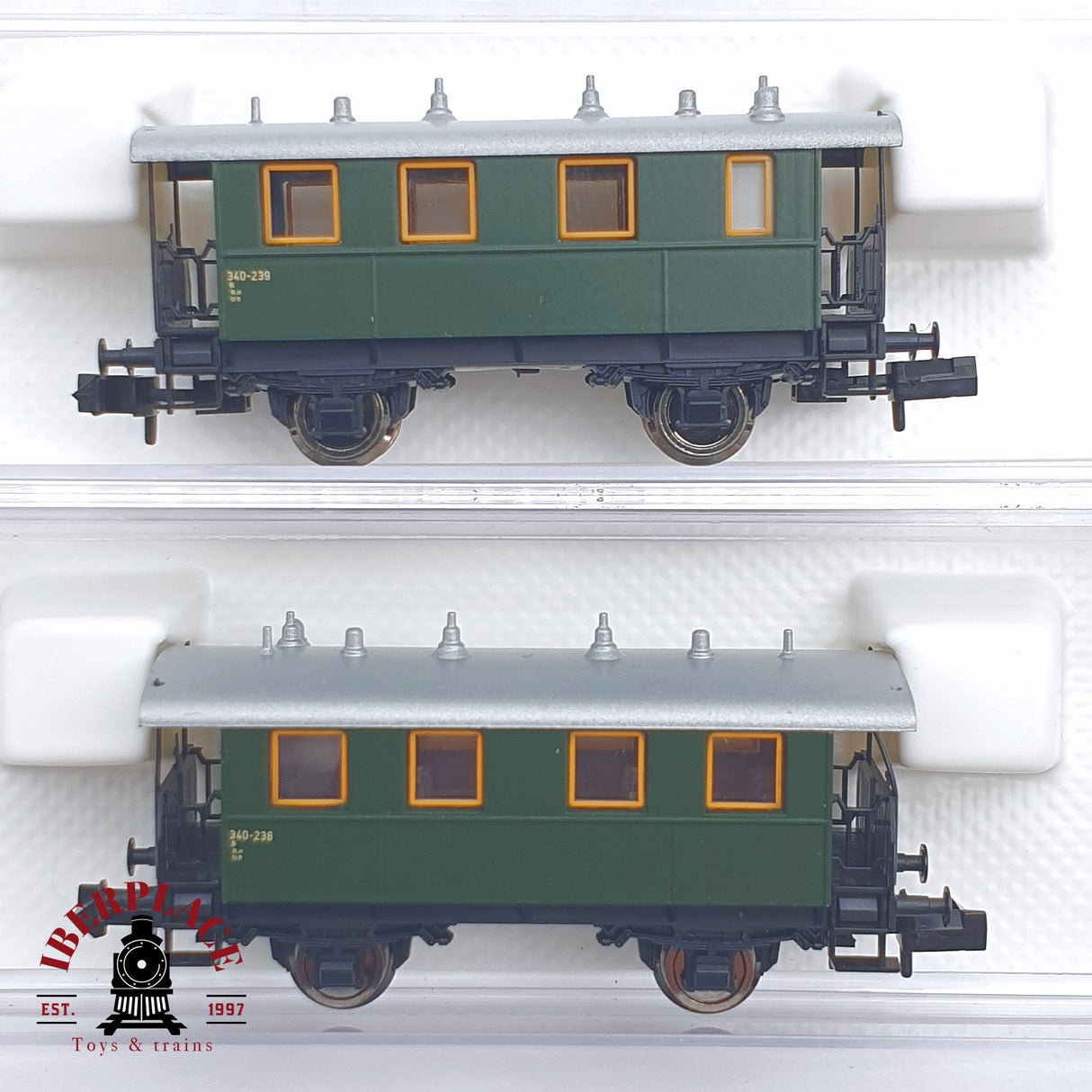 ♻️ 2 mano - Fleischmann 2x vagones pasajero 340 239 N escala 1:160 TEN04