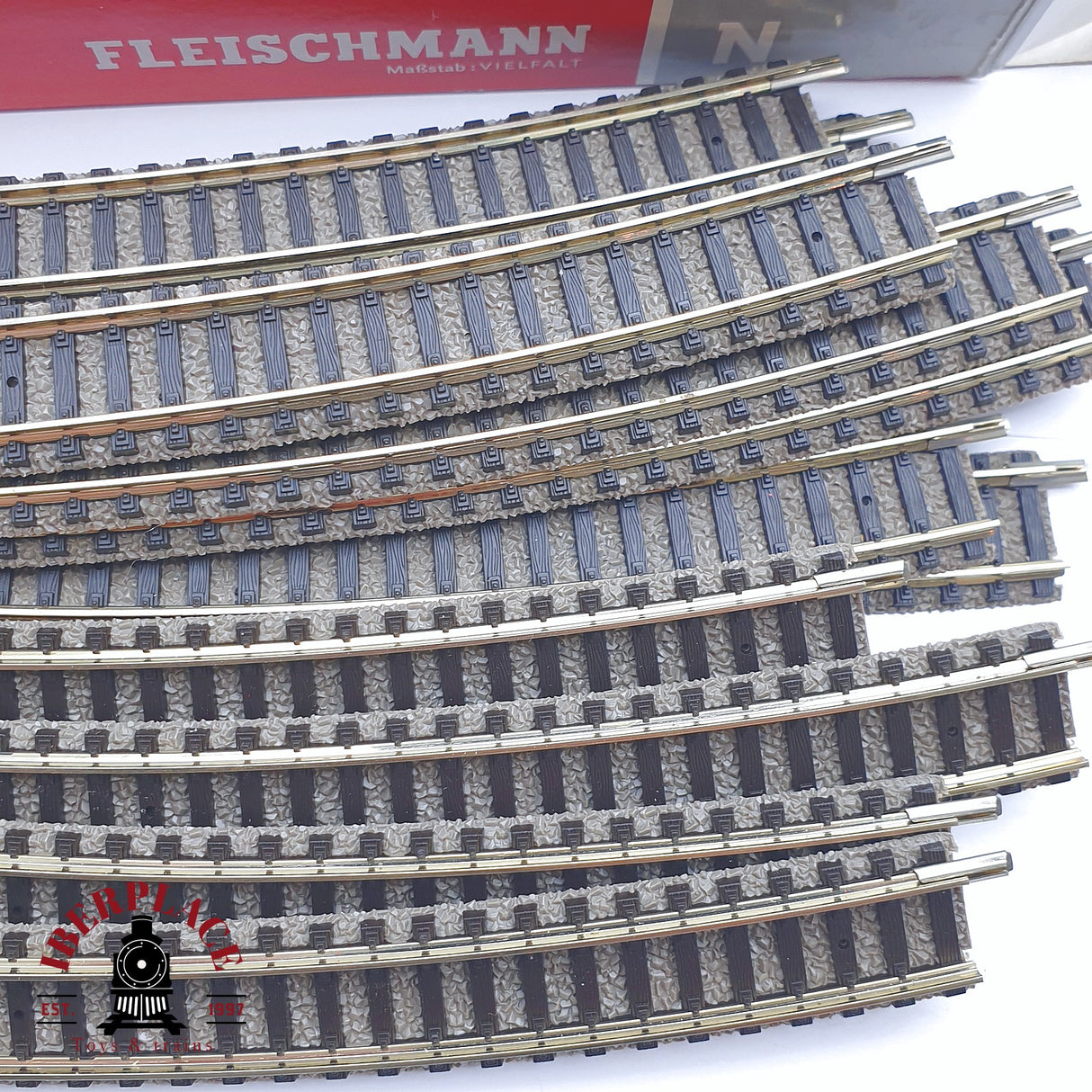 ♻️ 2 mano - Fleischmann lote vías curvas desvíos N escala 1:160 TEN04