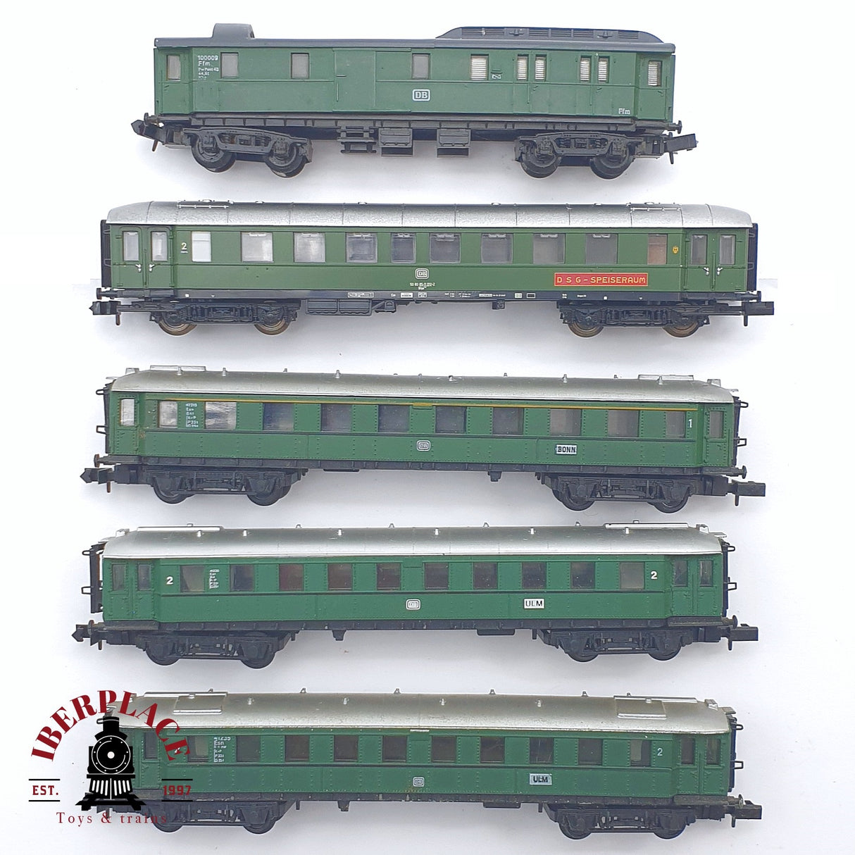 ♻️ 2 mano - 5x Roco Arnold vagones pasajeros y equipaje  DB clase 1-2 N escala 1:160 TEN04