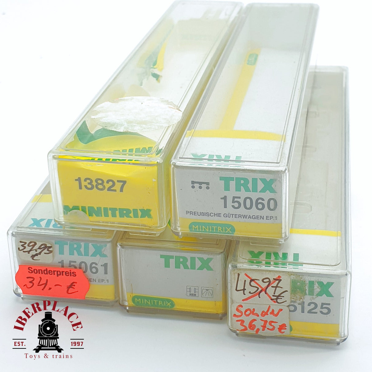 ♻️ 2 mano - Minitrix 5x cajas vacías para vagones N escala 1:160 TEN04