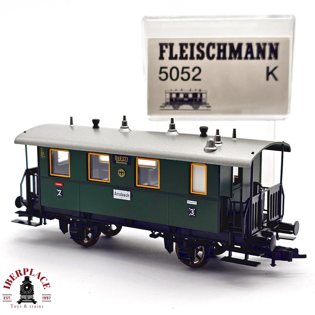 ♻️ 2da mano - DC Fleischmann 5052K vagón pasajeros DR 049 clase 2-3 H0 escala 1:87 E13