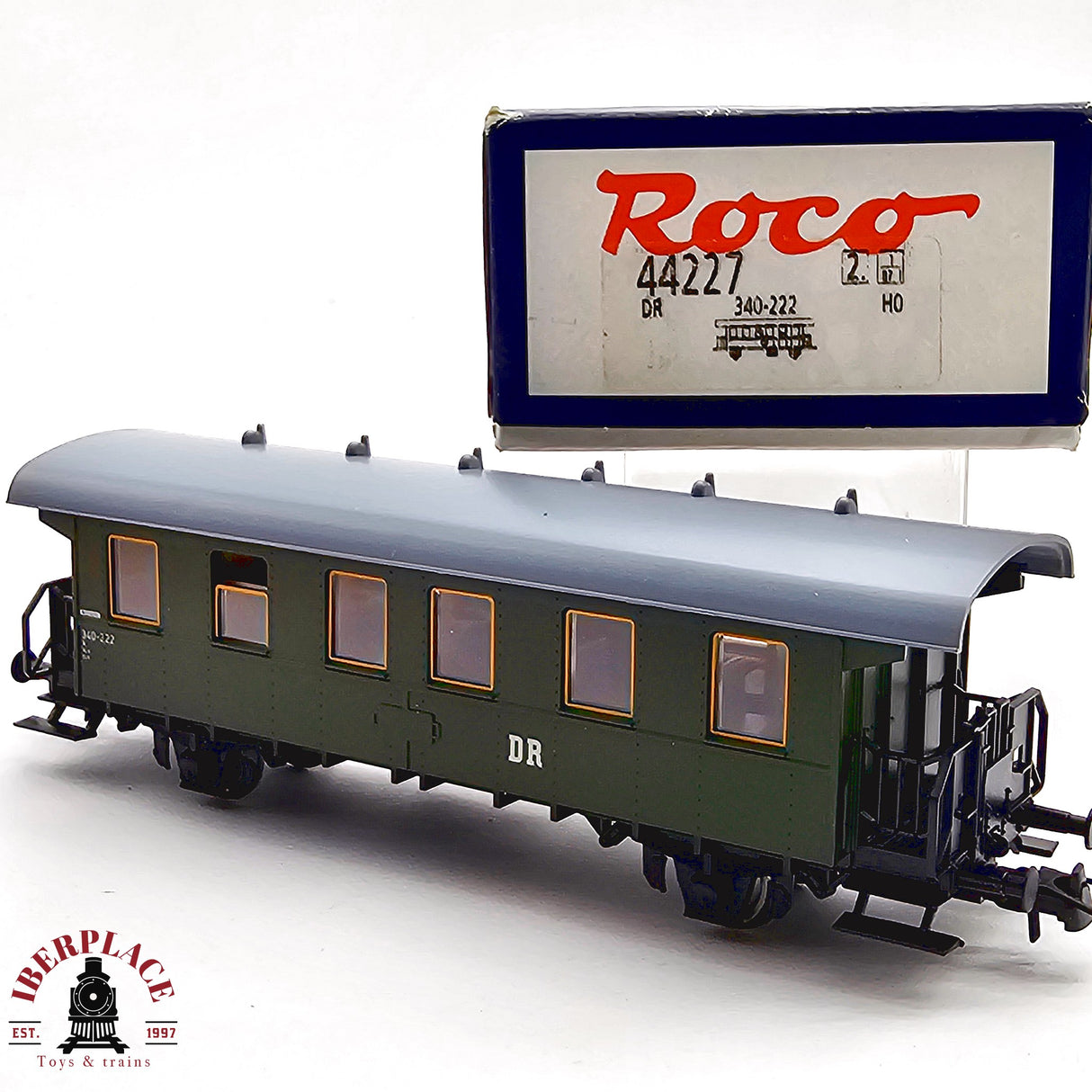 ♻️ 2da mano - DC Roco 44227 vagón pasajeros DR 340 222 H0 escala 1:87 E13
