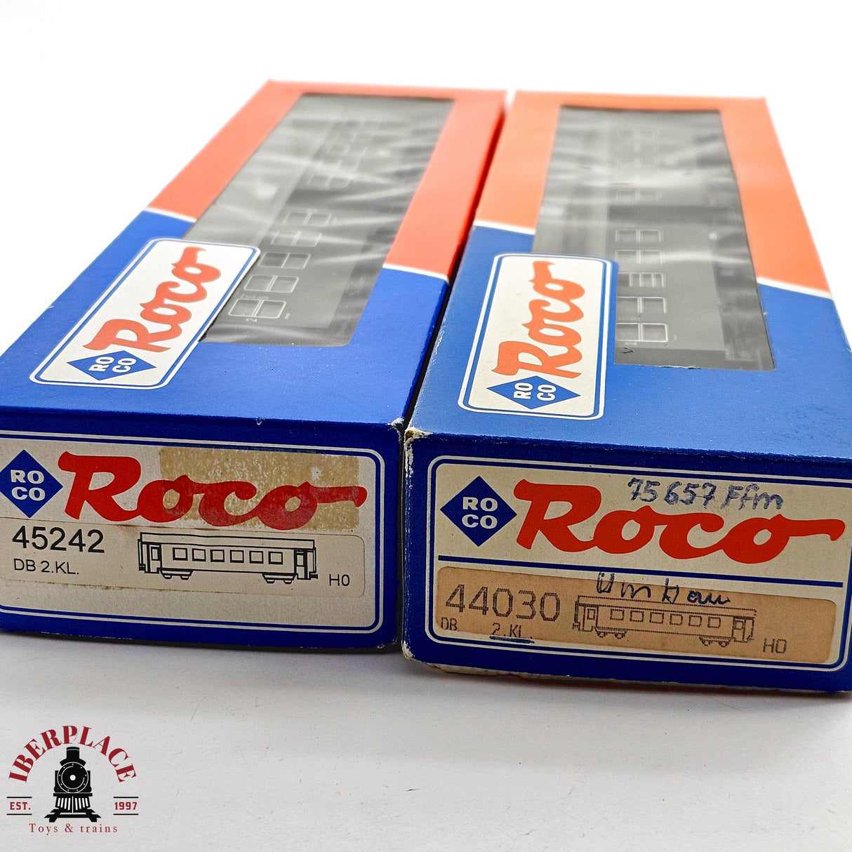 ♻️ 2da mano - DC Roco 2x vagones pasajeros DB Clase 2 H0 escala 1:87 E13