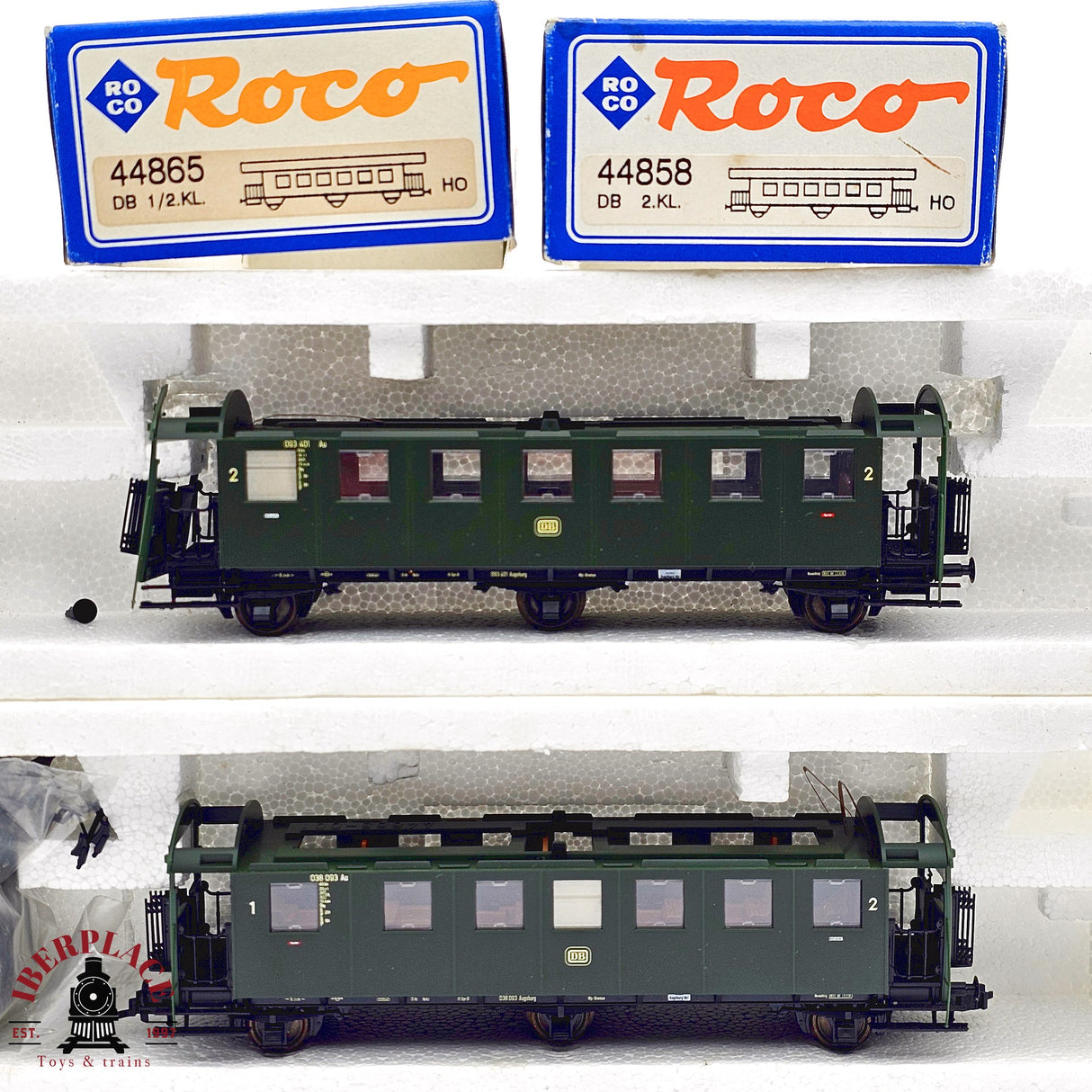 ♻️ 2da mano -  RESTAURAR DC Roco 2x vagones pasajeros DB Clase 2 H0 escala 1:87 E13