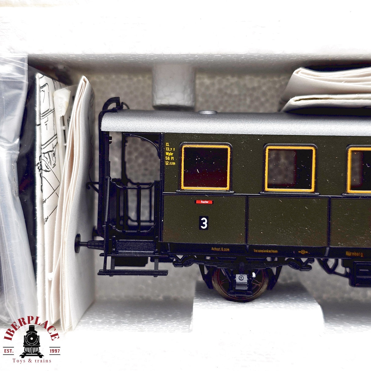 ♻️ 2da mano -  DC Roco 2x vagones pasajeros DB DRG Clase 3 H0 escala 1:87 E13