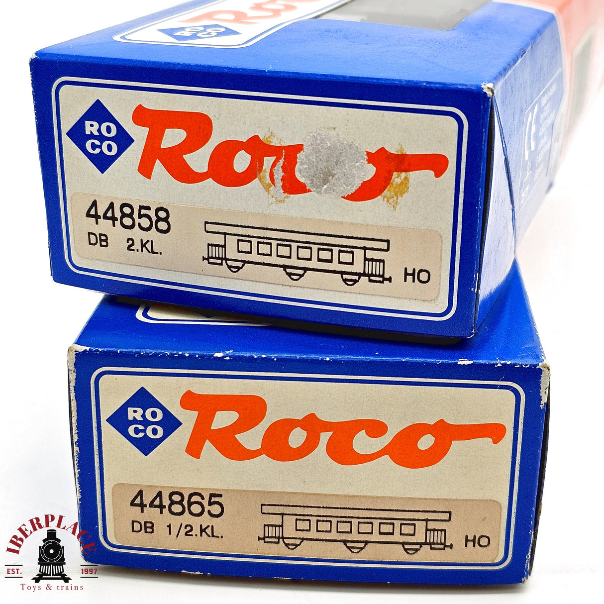 ♻️ 2da mano -  DC Roco 2x vagones pasajeros DB Clase 1-2 H0 escala 1:87 E13