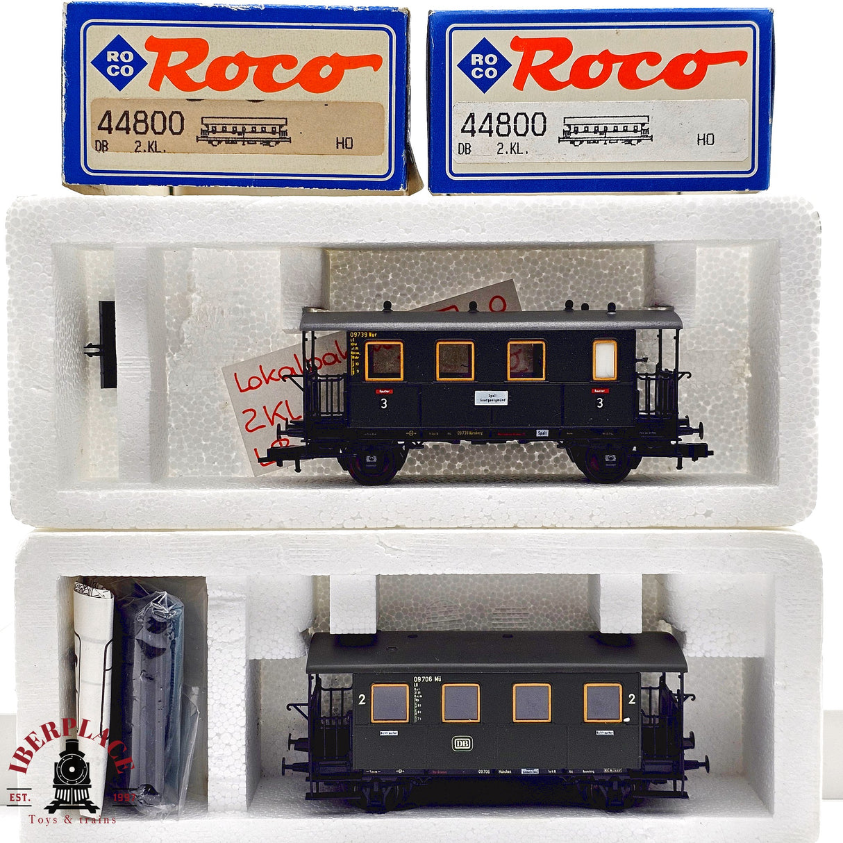 ♻️ 2da mano -  DC Roco 2x 44800 vagones pasajeros DB Clase 2 H0 escala 1:87 E13