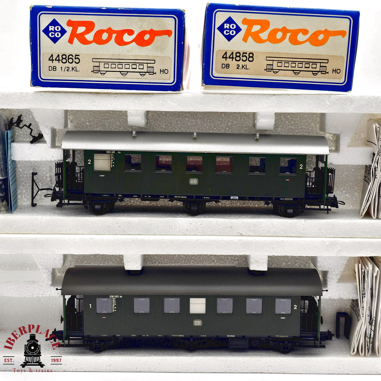 ♻️ 2da mano -  DC Roco 2x vagones pasajeros DB clase 1-2 H0 escala 1:87 E13