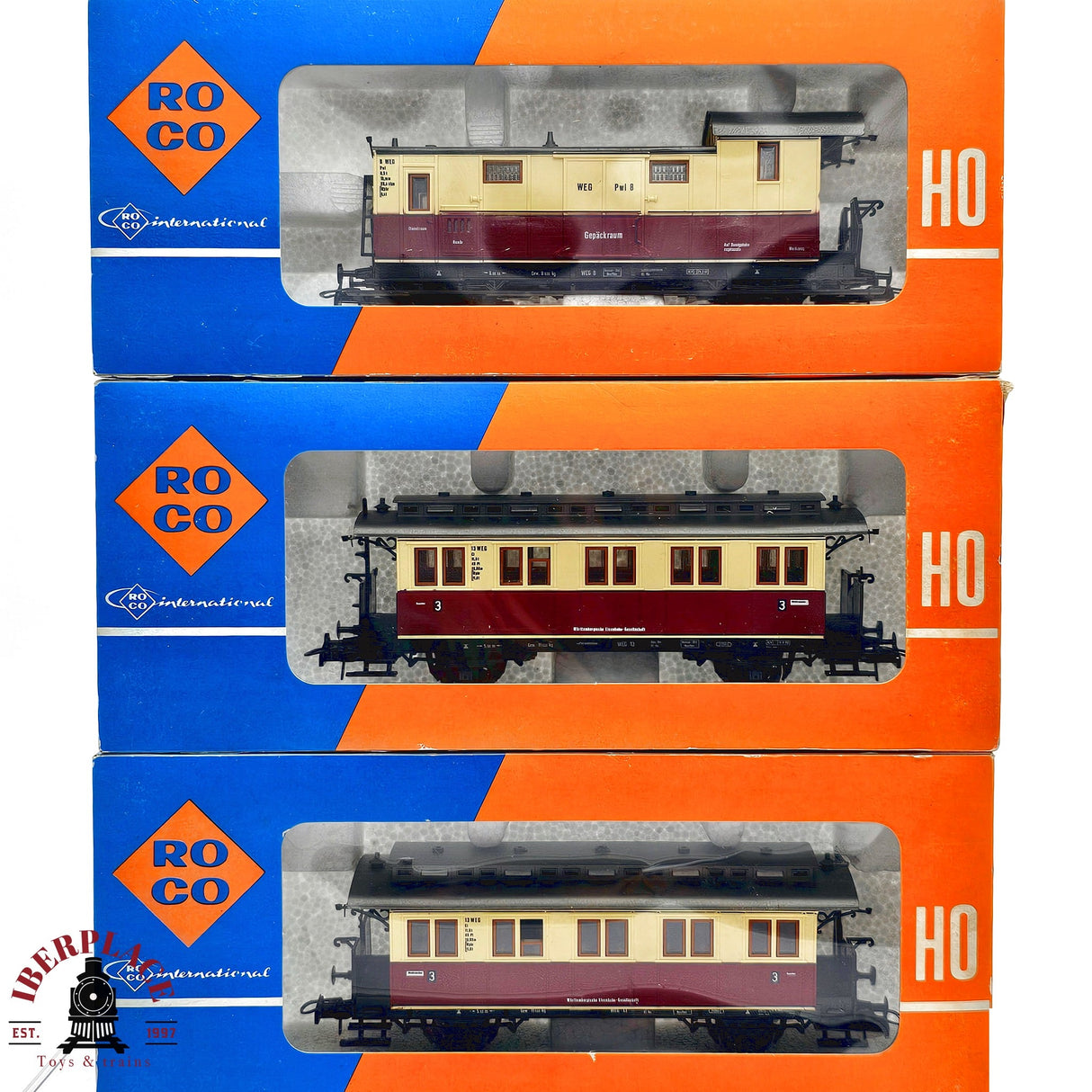 ♻️ 2da mano -  DC Roco 3x 4212 4243 vagones pasajeros y equipaje H0 escala 1:87 E13