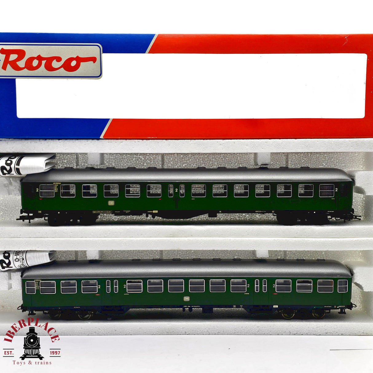 ♻️ 2da mano -  DC Roco 2x vagones pasajeros DB clase 2 H0 escala 1:87 E13