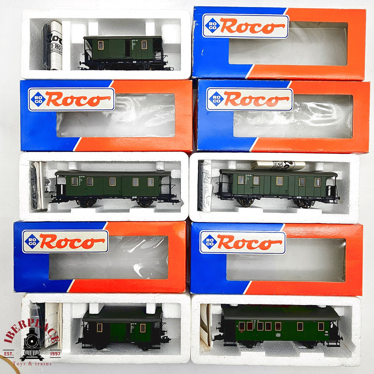 ♻️ 2da mano -  DC Roco 5x vagones equipajes y postales DB H0 escala 1:87 E13