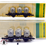 ♻️ 2da mano - Minitrix 2x vagones contenedores Von Haus Zu Haus DB N escala 1:160 E13