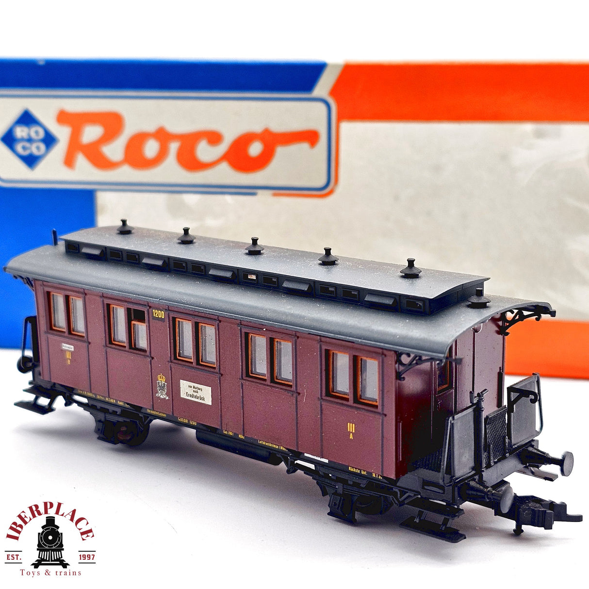 ♻️ 2da mano - DC Roco vagón pasajeros K.P.E.V 1200 H0 escala 1:87 E13