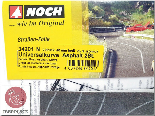 N 1:160 escala figuras modelismo maqueta route asphalt virage 40mm 2x Noch 34201