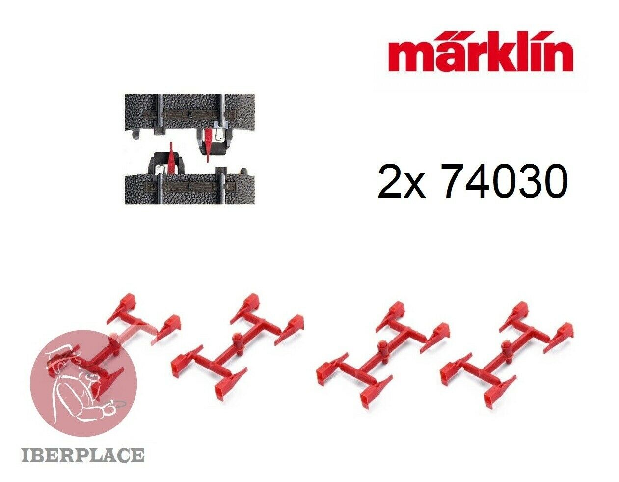 2x Märklin 74030 (16) H0 escala 1:87 AC vias C Aislamiento de conductor central