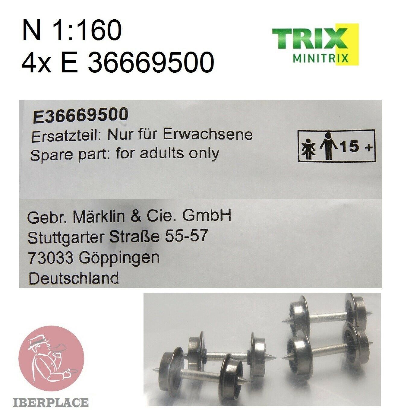 Trix Minitrix E-36669500 N escala 1:160 4x ruedas wheels Radsatz para vagones