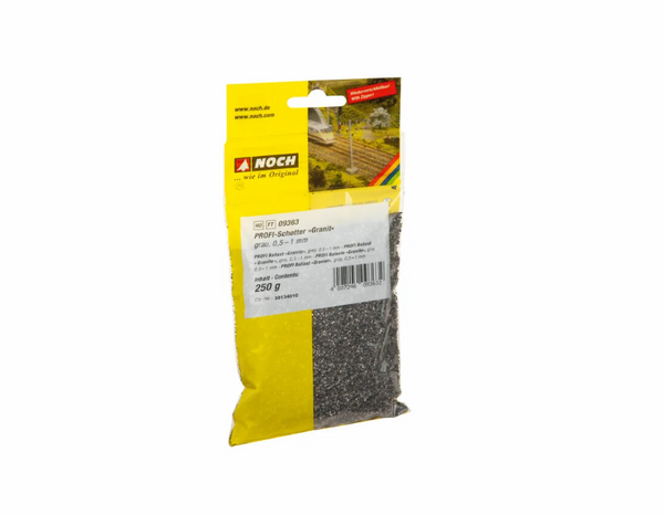 H0 1:87 escala Noch 09363 balasto granito gris 0.5 a 1mm 250gr