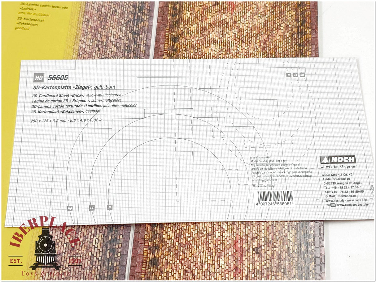 Noch 56605 3D Lámina Ladrillo 250x125x0,5mm amarillo-multicolor escala H0 1:87