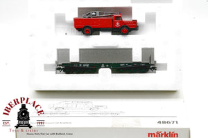 Märklin 48671 set vagón mercancías con camión grúa de basura  escala H0 1:87 ho 00