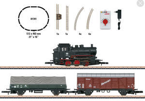 Z 1:220 Märklin 81701 Caja de iniciación Tren mercancías con locomotora de vapor BR 89, circuito ovalado de vías, unidad de conducción, fuente de alimentación